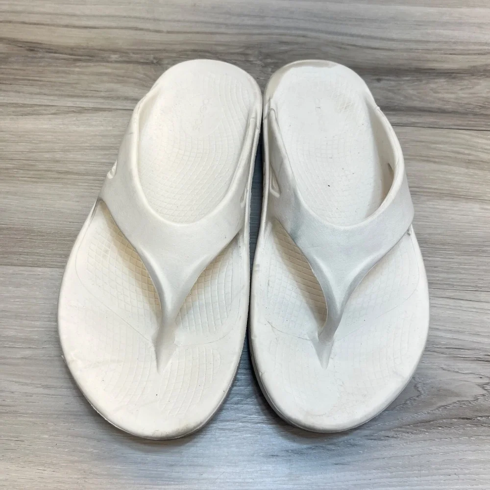 Oofos‎ Oolala Luxe Flip Flop Sandals White Mens 9 Women's Size 11 EU 42